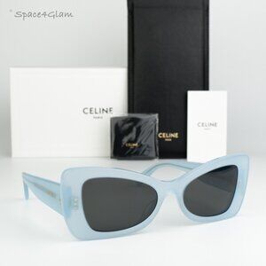 NEW Celine CL40236I 84A CELINE 3 DOTS Shiny Blue Grey Women Butterfly Sunglasses